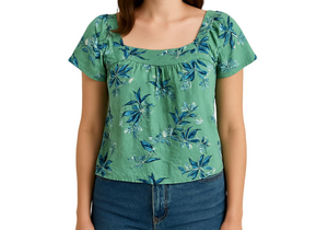Lucky Brand Green Floral Blouse Size Large Top